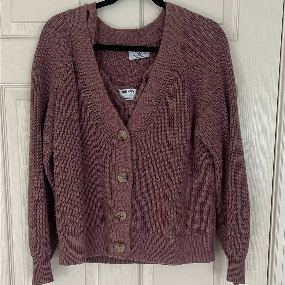 Old Navy Women's Mauve Sweater Tank and Cardigan Combo